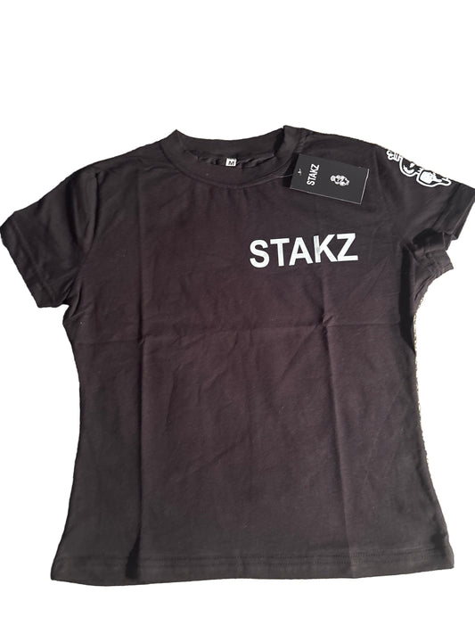 Black Women Crop Stakz T Shirt